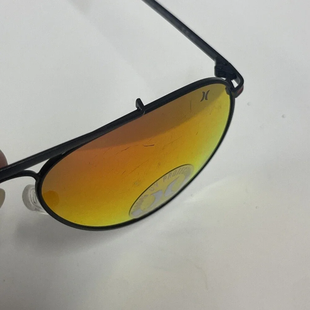 Hurley Aviator Shorebreak Polarized Sunglasses Black & Red/Orange Mirror Unisex